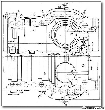 Чертеж. Корпус внутренний ЦВД Б-821-03-01(литейно обдирочный), турбина К-500-240-2 ХТГЗ