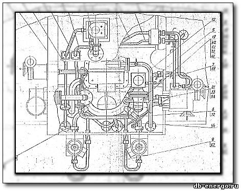 Сборочный чертеж Трубопроводы ЦВД Б-821-50СБ паровой турдины К-500-240-2 ХТГЗ